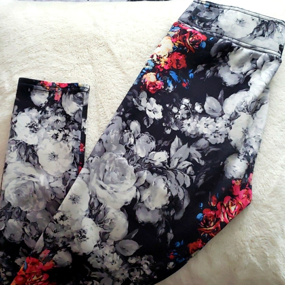 High waisted floral tights